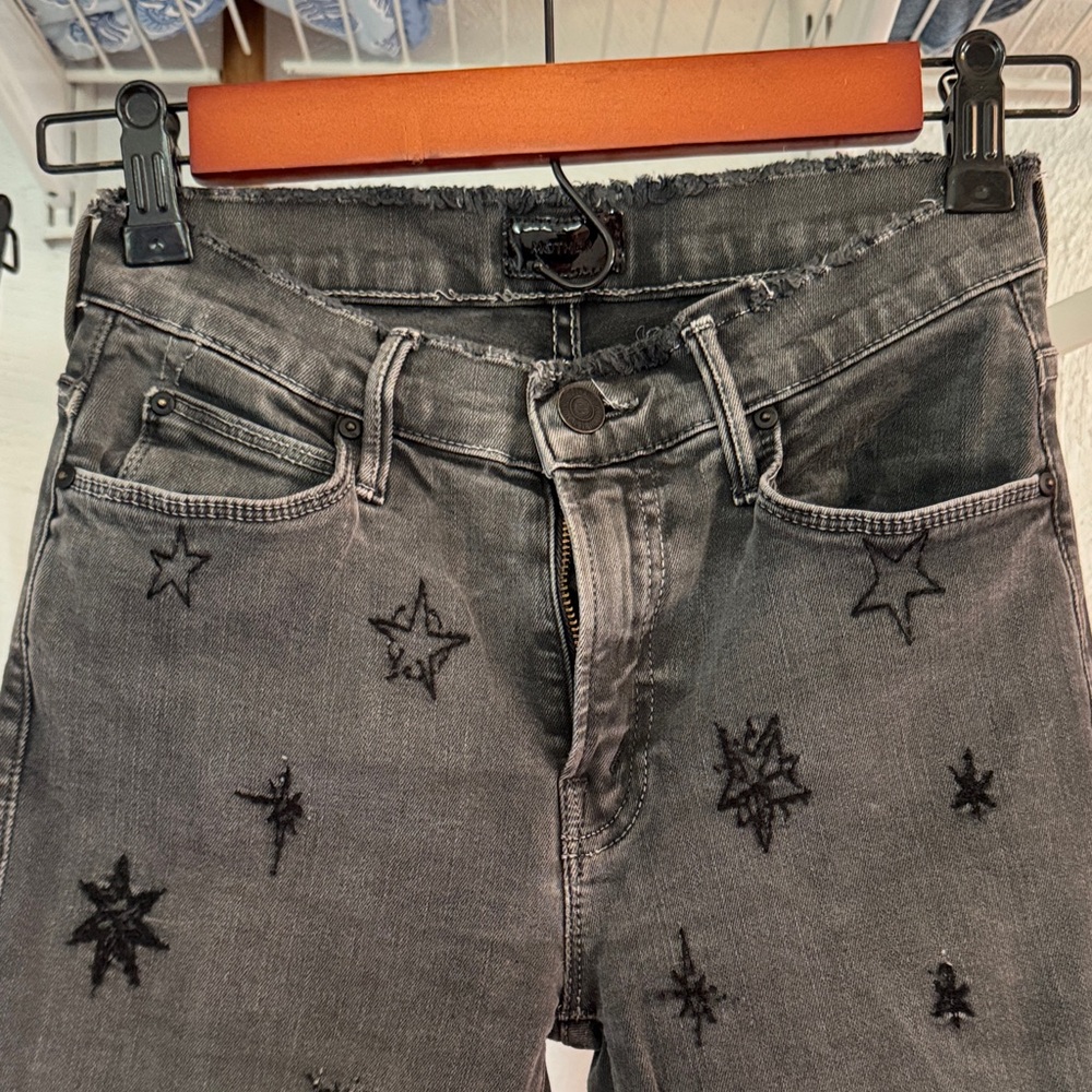 Star Embellished Gray Jeans